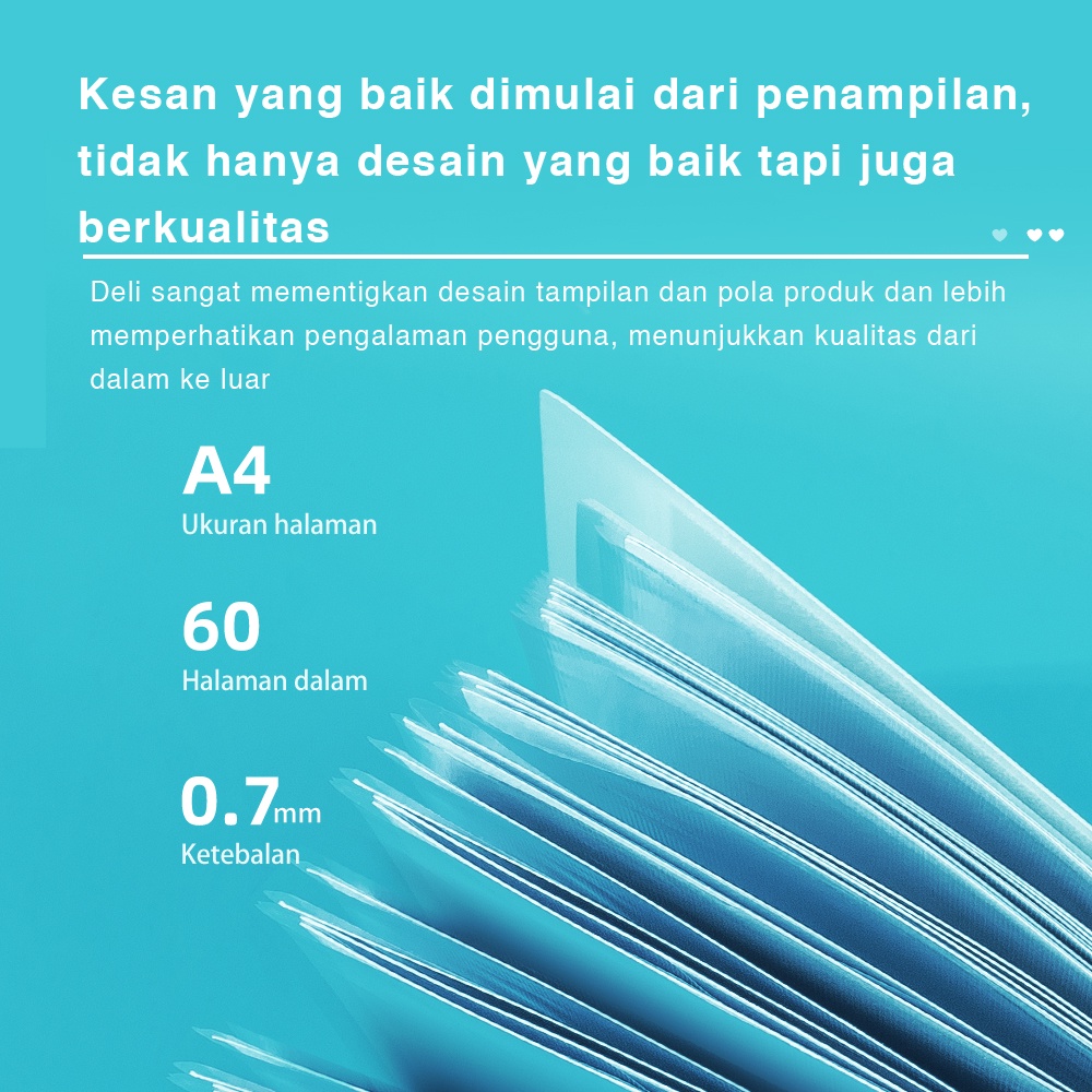 Deli Display Book / Map File Dokumen A4 30/60/80 Halaman Warna Pastel 7267X 72495 - Gambar 4