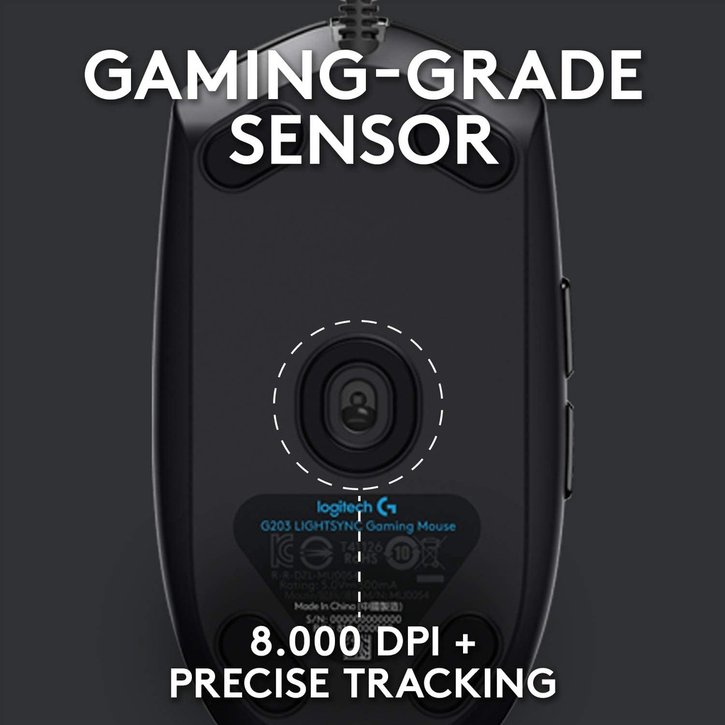 Logitech G203 Lightsync RGB Wired Gaming Mouse With 8K Sensor-Black ...