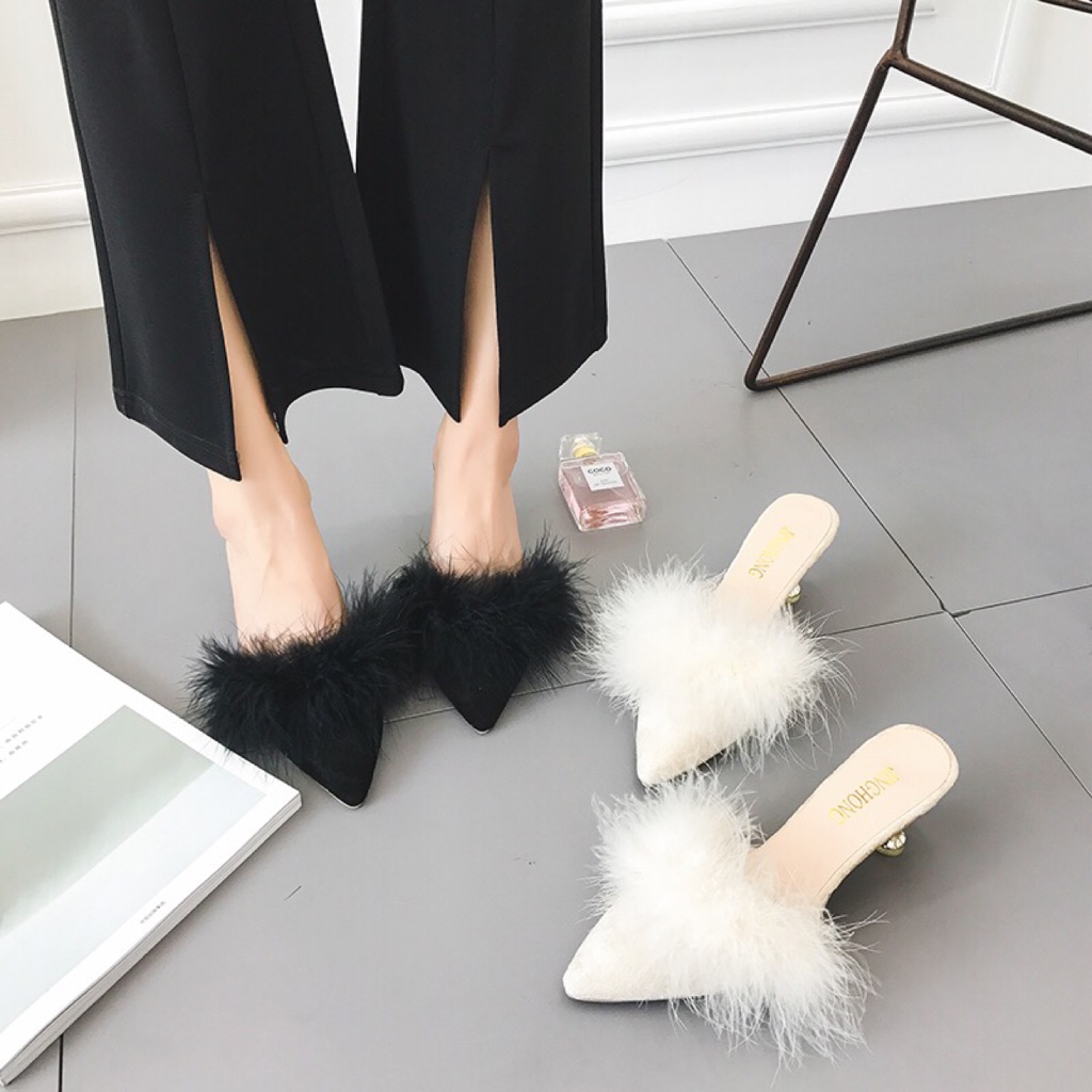 Fur mules clearance