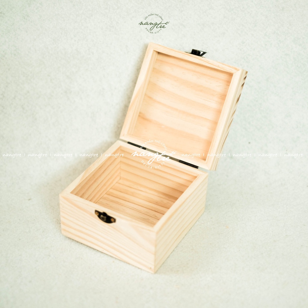 Natural wooden box - square wooden storage box (8x12x12cm) | Shopee ...