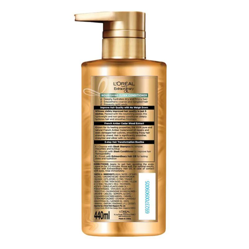 L'Oreal Extraordinary Oil Premium Conditioner Sleek 440ml - Gambar 3
