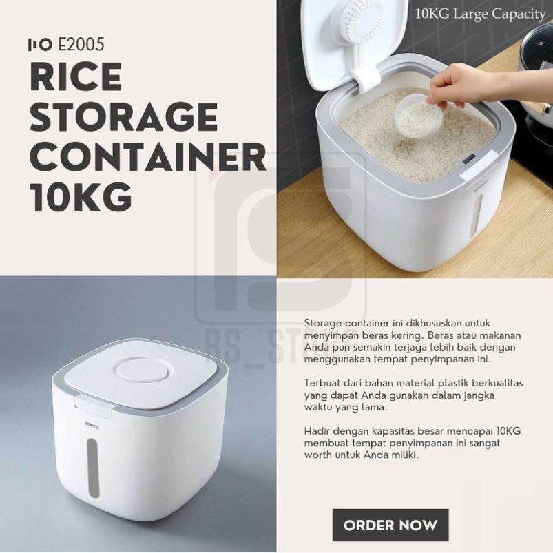 Original Ecoco Kitchen Rice Bucket Nano Rice Container Anti-Bug Sealed ...