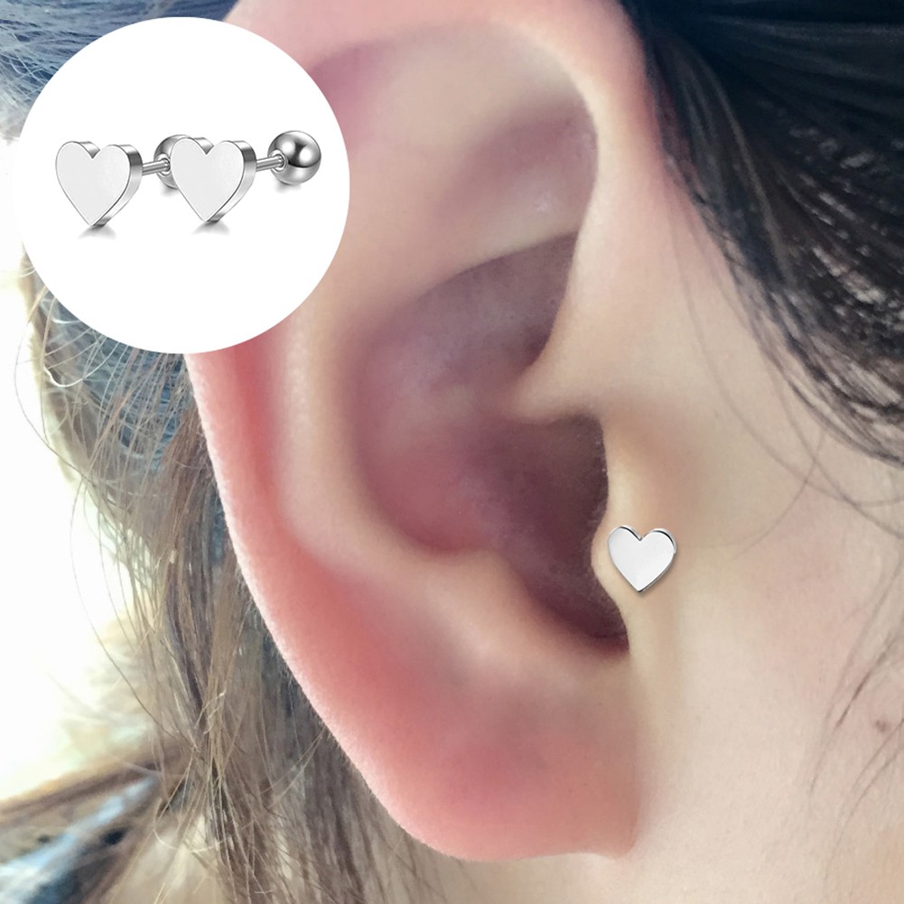 Heart Alloy Ear Cartilage Tragus Piercing Stud Earrings Shopee