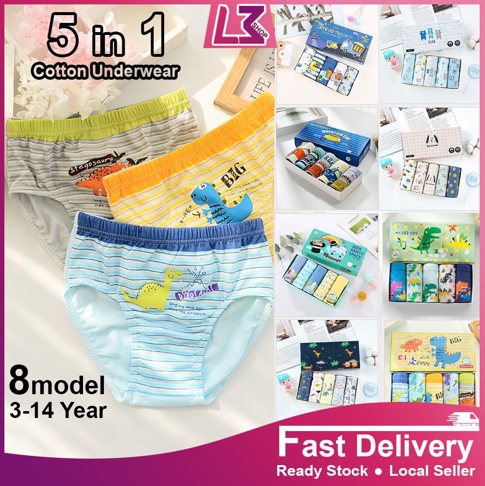 5pcs Set Kid Boy Cartoon Cotton Comfortable Briefs Underwear Panty Kids ...