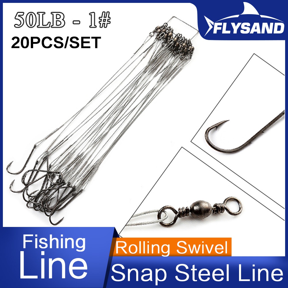 20-Pack Steel Fishing Leaders With Swivels – 20LB To 80LB – Saltwater & Freshwater