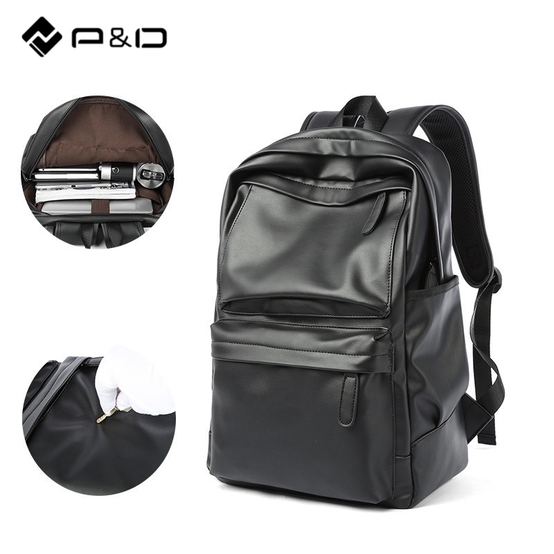 P&D Backpack for Men 22L PU Leather School Man Bag Fashion Water ...