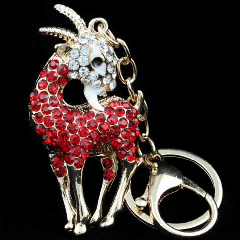 Unique & Novelty Gold Metal Goat Design Key Chain With Rhinestones ...