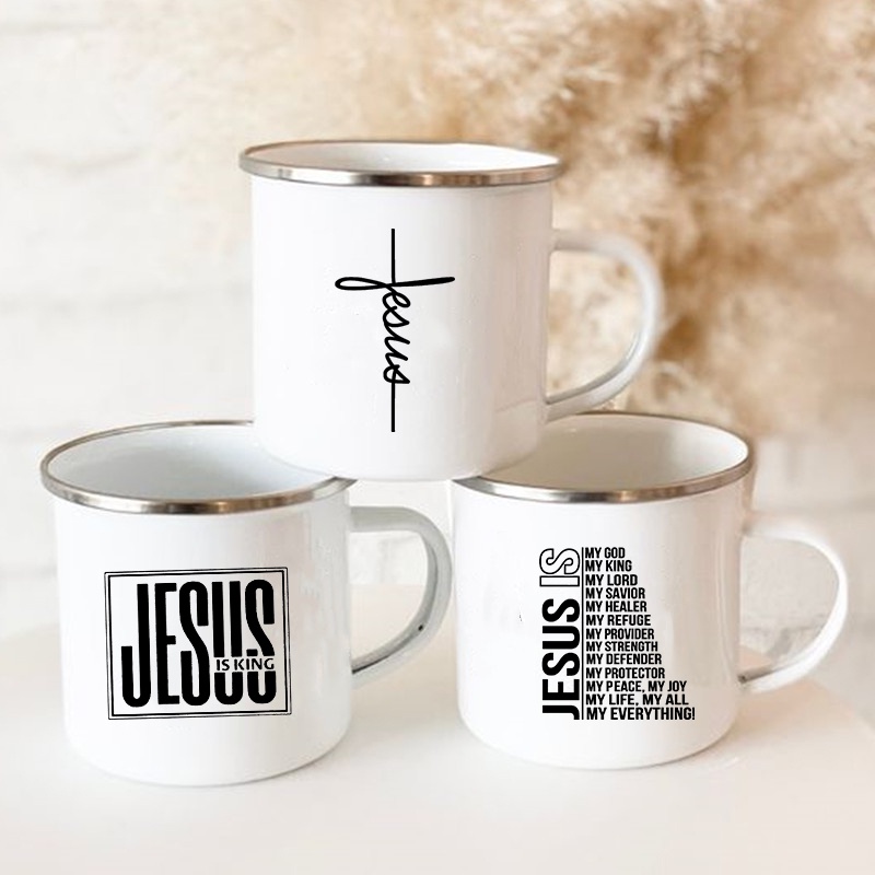 Jesus Is God Print Enamel Mugs Christian Creative Handle Gift | Shopee ...