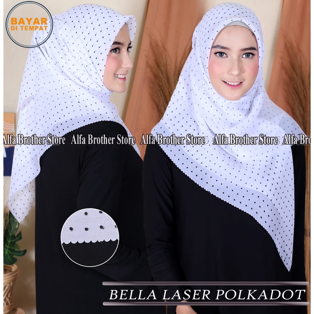 Bella Laser Rectangular Hijab With polka Dot Motifs In Complete Colors