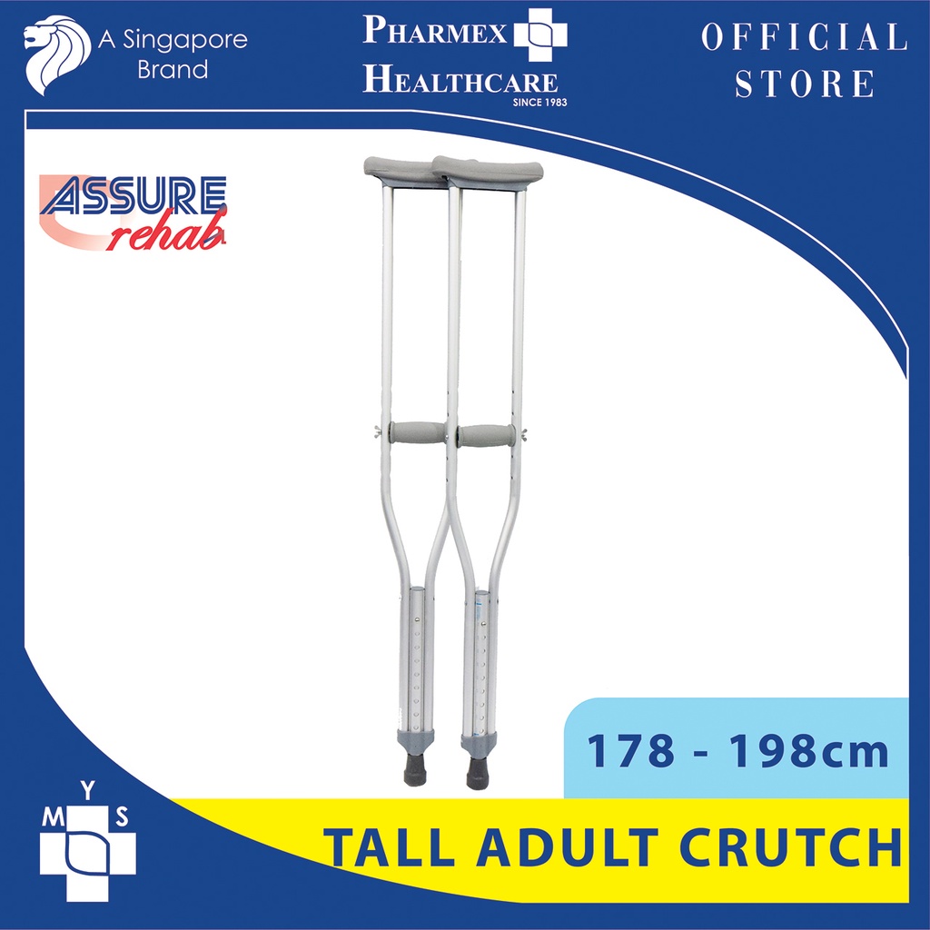 ASSURE REHAB Aluminium Axilla Crutch, Tall Adult (178 198cm) Shopee