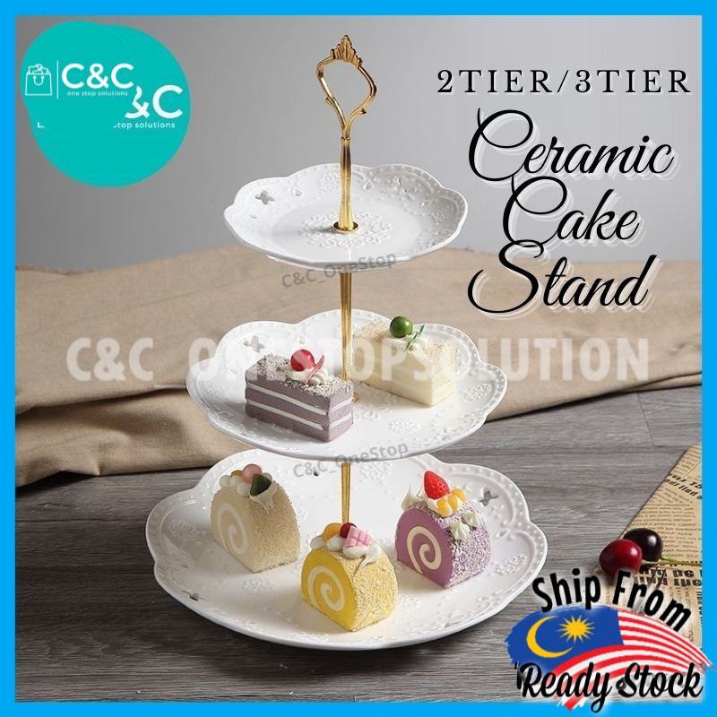 C&C PREMIUM 3 Tiers CERAMIC Cake Stand / Dessert Rack / Cake Display