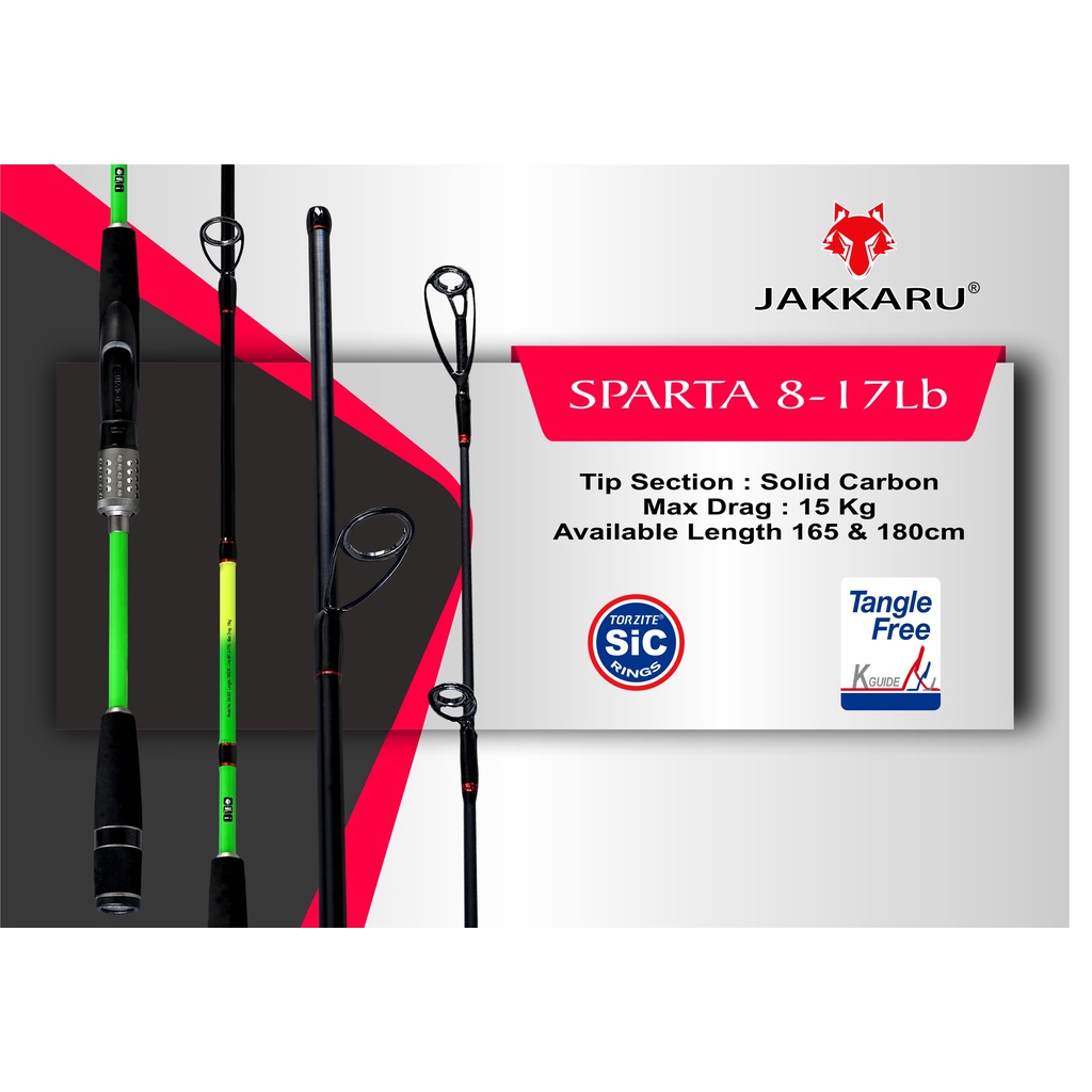JAKKARU SPARTA 602 SPINNING FISHING ROD| 8 - 17 lb | 180 CM SIC TORZITE ...