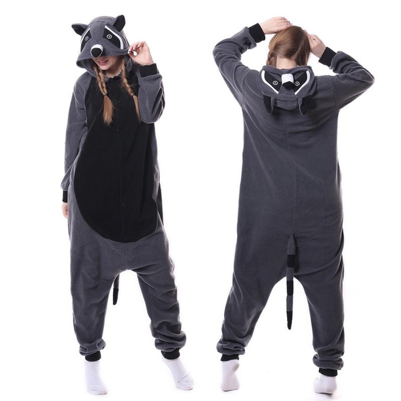 Raccoon Animal Overall Kigurumi Onesie Pajamas Sleepwear Costume (Adult ...