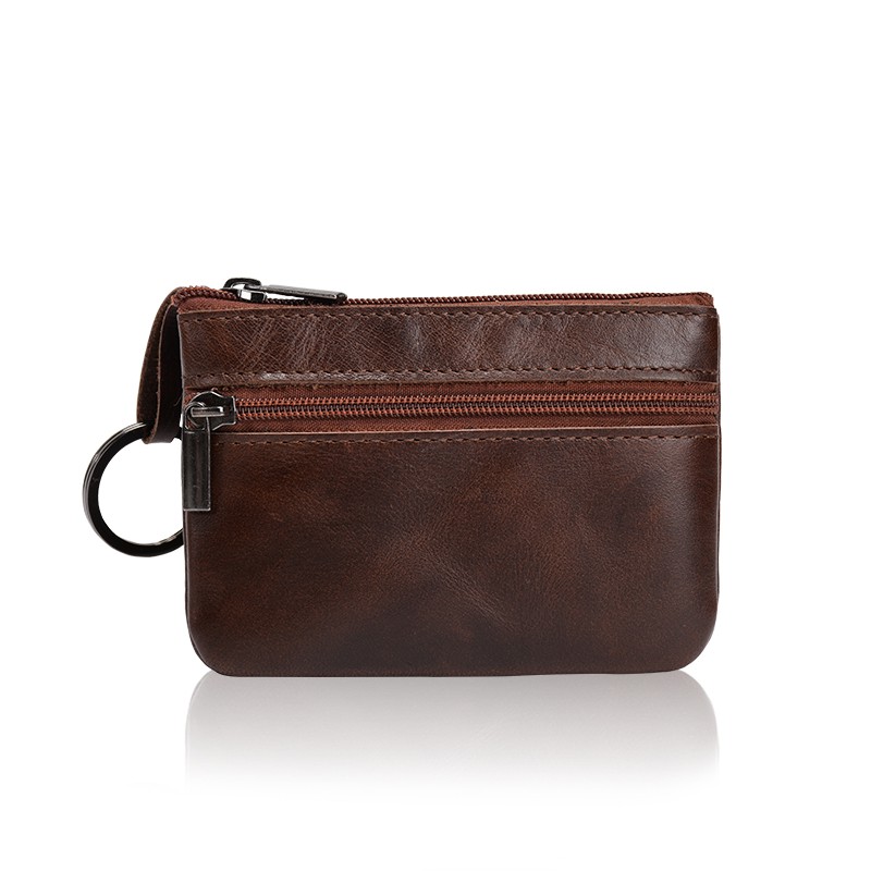 SG Men Women Vintage Genuine Leather Small Zipper Coin Pouch Card Holder Key Chain Purse Shopee Singapore