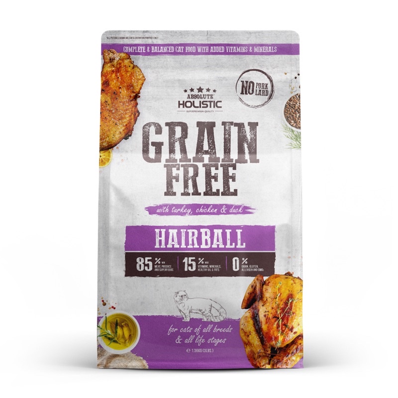 Absolute Holistic Grain Free Dry Cat Food Hairball (2 sizes) Shopee