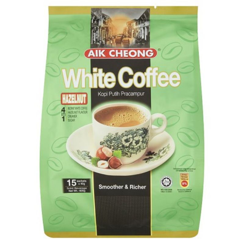 Aik Cheong Hazelnut Flavour 4 In 1 Instant White Coffee Creamer Sugar 