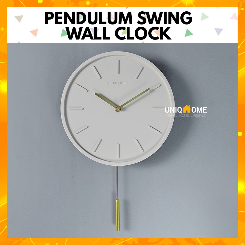 Uniqhome 25CM Scandinavian Swing Design Wall Clock Wooden Wall Clock