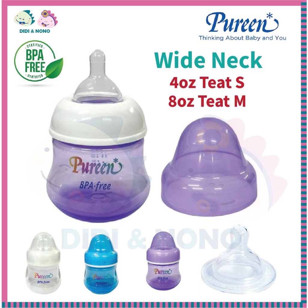 Pureen Wide Neck Bottle BPA Free 4oz 8oz Botol Susu Bayi
