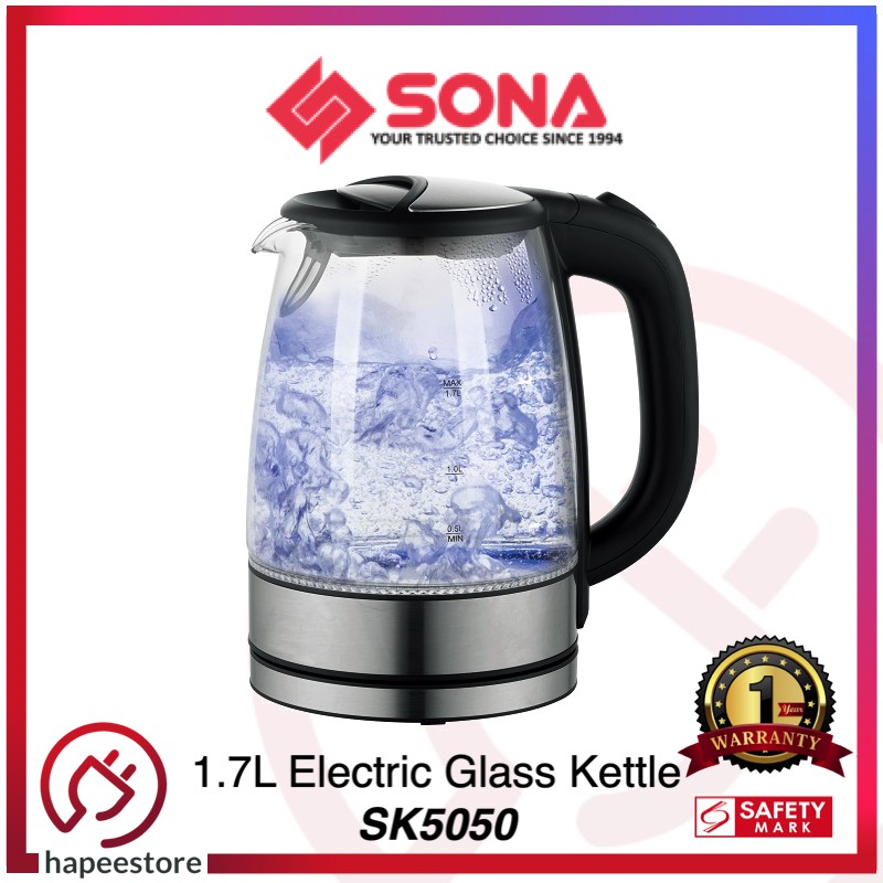 Sona 1.7L Electric Glass Kettle SK5050 SK 5050 (1 Year Warranty