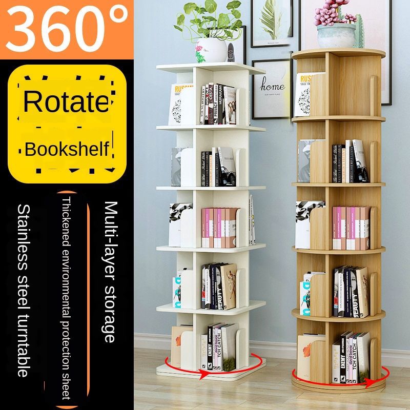 360-degree rotating bookshelf creative simple landing shelf economical storage  rack for children and students corner bookcase