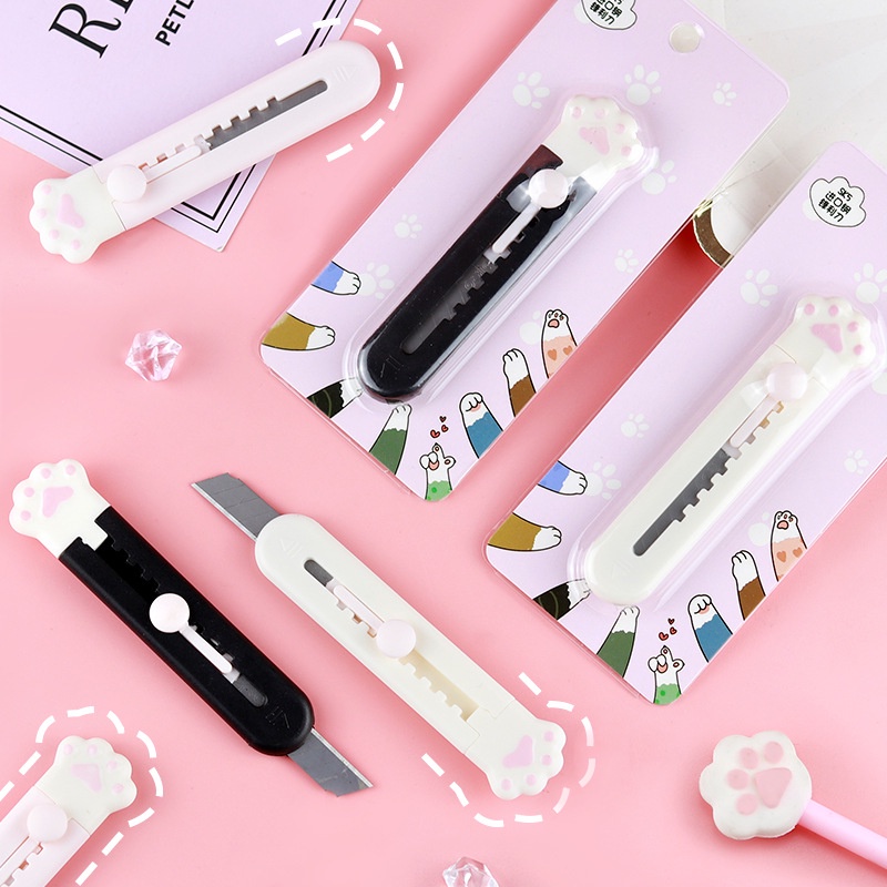 Cute Cat Paw Utility Knife Kawaii Mini Portable Paper Cutter Letter