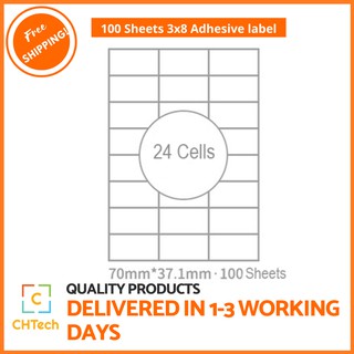 [100 Sheets] A4 1x1/1x2/2x2/3x8 Self adhesive printing label , 70*37 ...