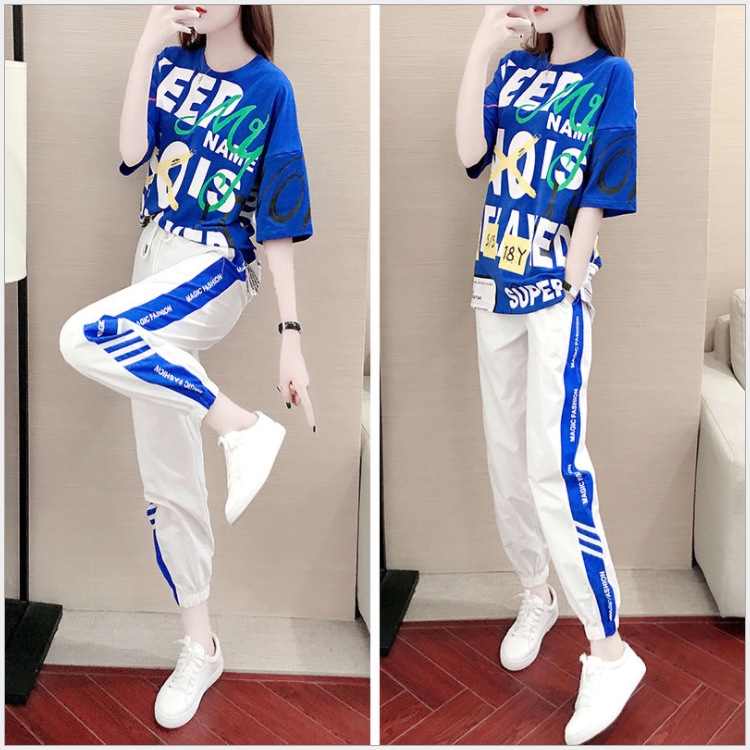 Korean fashion suit summer new women's sports leisure T - shirt + pants suit