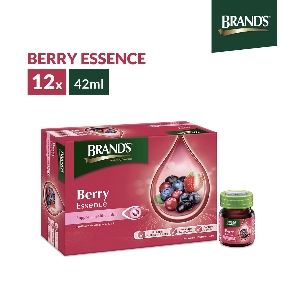 BRAND'S® Berry Essence 12 Bottles x 42ml | Fortified with Vitamin A,C,E, Zinc | Halal-Certified [Expiry Date 21/05/2024]