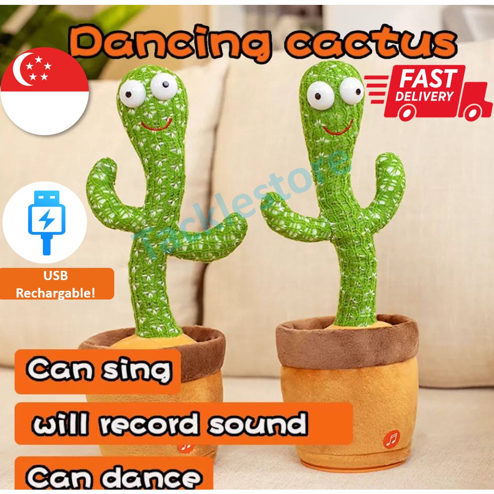 [SG Local Seller] USB Rechargeable Dancing Cactus Plush Toy