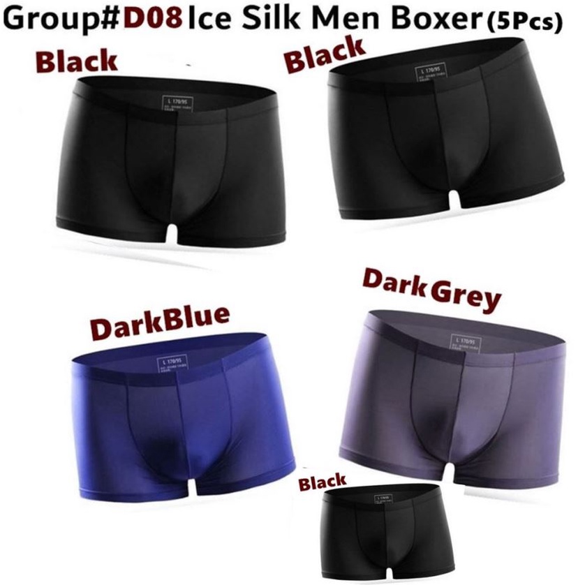 Set of 5Pcs!Mens underwear Bamboo Fiber Ice Silk Mens boxer Brifes ...