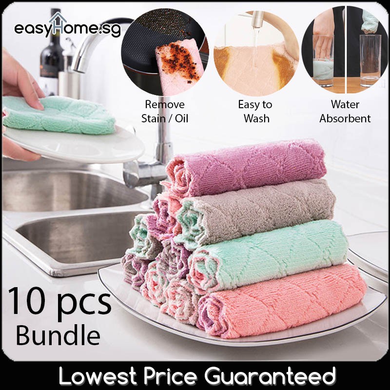 Easyhome.sg Cleaning Cloth (10 pcs Bundle) / Kitchen Towel / Fish Scale ...