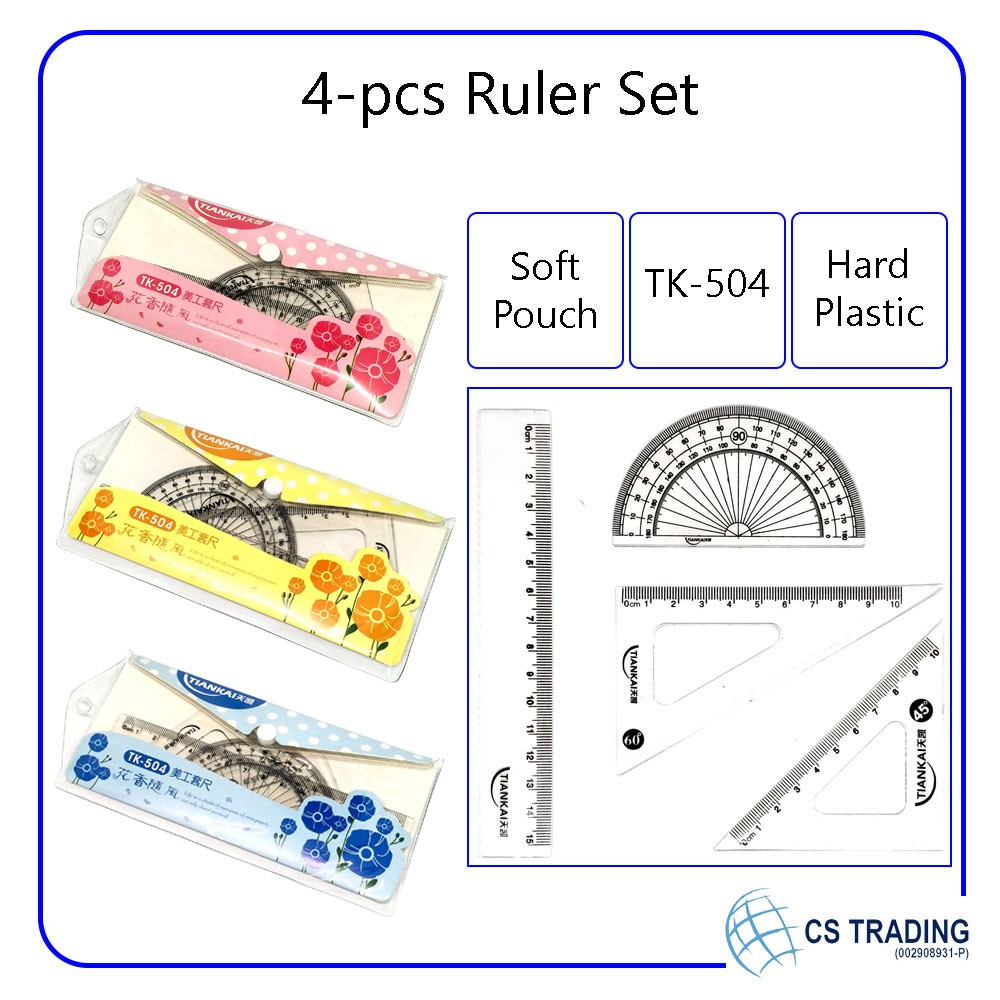 4 PCS Ruler Set Square Soft Ruler Triangle Protractor TK-504 | Shopee ...
