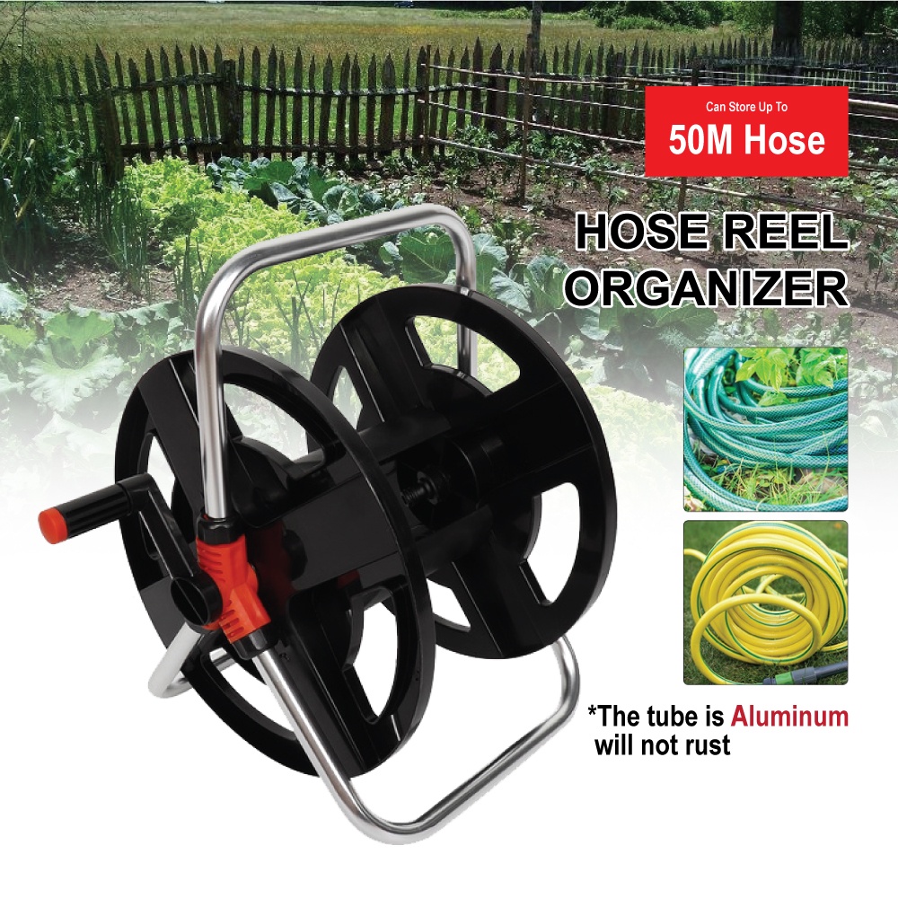 Portable Garden Hose Reel Organizer 50m Aluminium Tubes Water Pipe ...