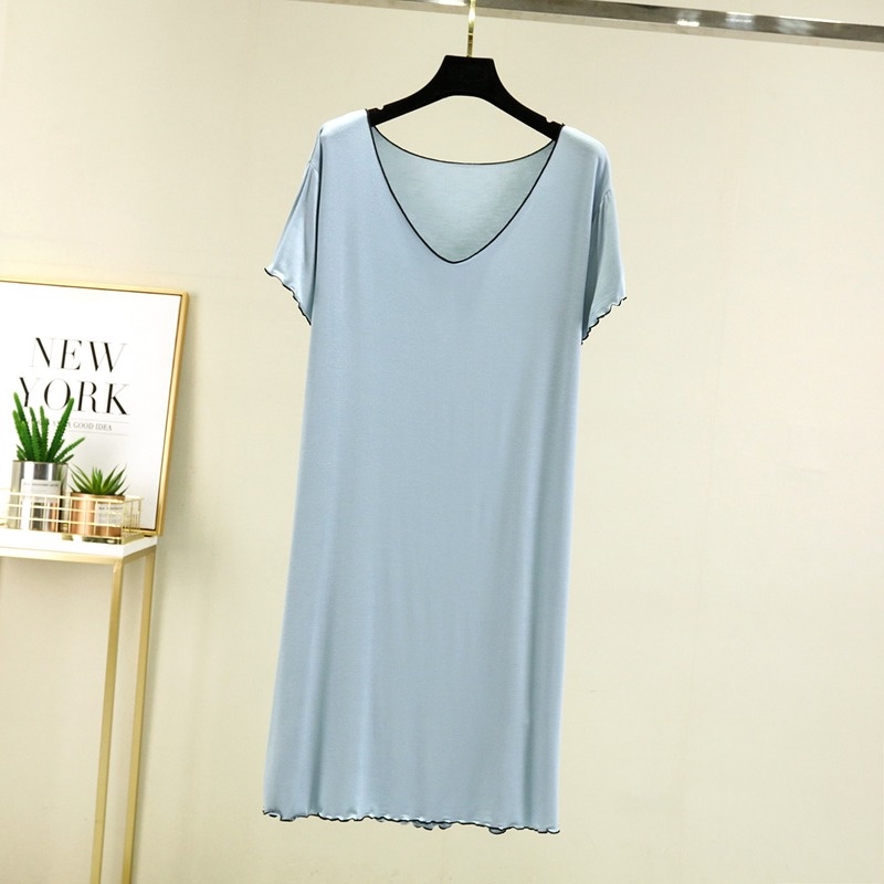 Women Modal Cotton Dresses Plain Dress Loose Lounge wear Comfortable Short Sleeves Round Neck dress Casual Summer lace Sleepwear woman dresses Shopee Singapore