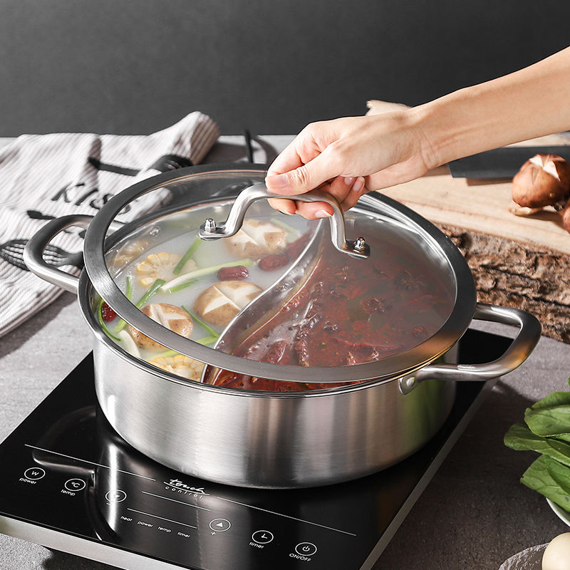 TureClos Dual Sided Stainless Steel Hot Pot Yuanyang Pot Shabu