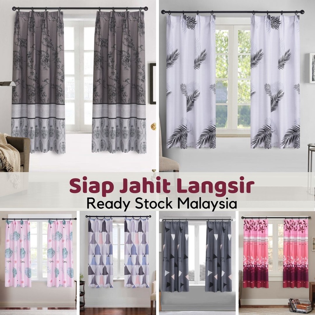 160cm/210cm Langsir Curtain Semi Blackout Modern Hook Type 2 Size ...