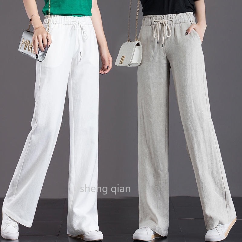 Wide Leg Long Pants Women Korean Style Plus Size Straight Cut Casual ...