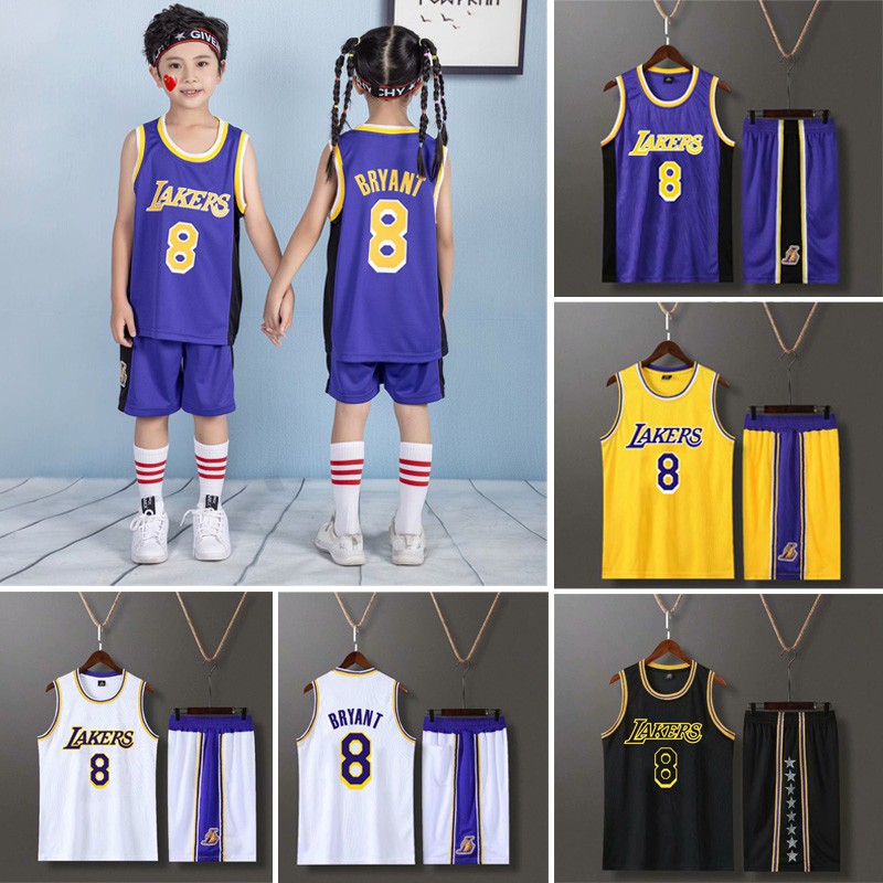 NBA 8 Kobe Bryant Jersey L.A Lakers Jersey Children Kids Tops+Shorts