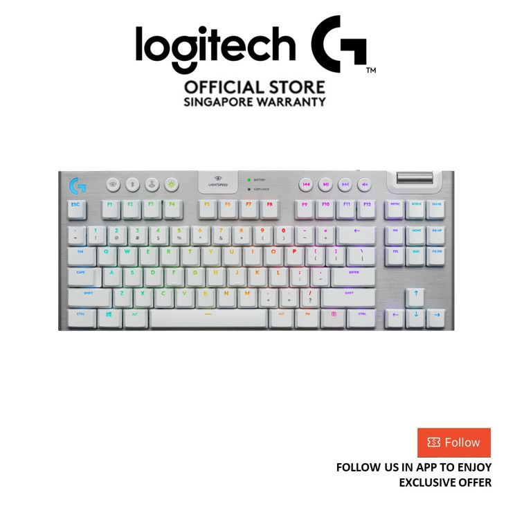 Teclado Gamer Logitech G915 WhiteTKL LightSpeed Wireless RGB