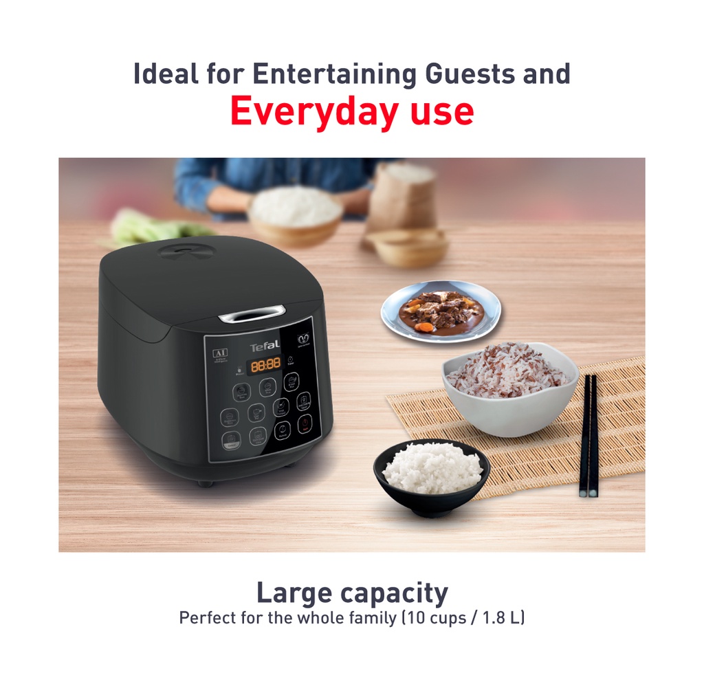 Tefal Easy Plus Rice Cooker 1.8L RK736B 11 programs, AI, spherical