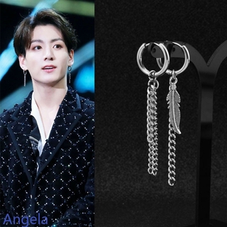 KPOP Idol BTS JIN Surgical steel Cone Chain Earring Ear clip