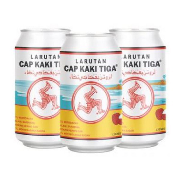 Larutan Penyegar Cap Kaki Tiga Kaleng Rasa Leci 320mL / Panas Dalam / Radang Tenggorokan / Sariawan - Gambar 2