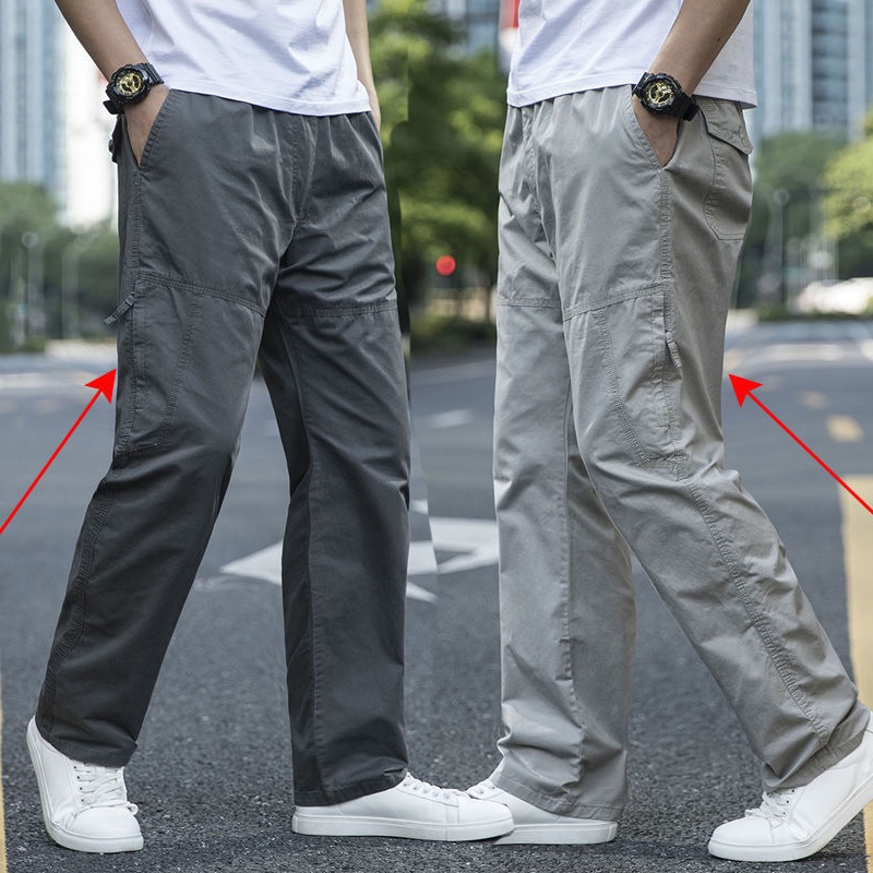 Plus Size Men Jogger Pants Multi Pocket Cotton Cargo Pant Work