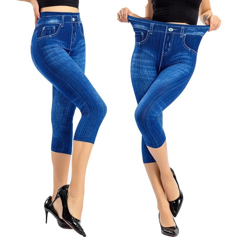 Women's leggings imitation denim Leggings Capris super stretchable  imitation jeans leggings
