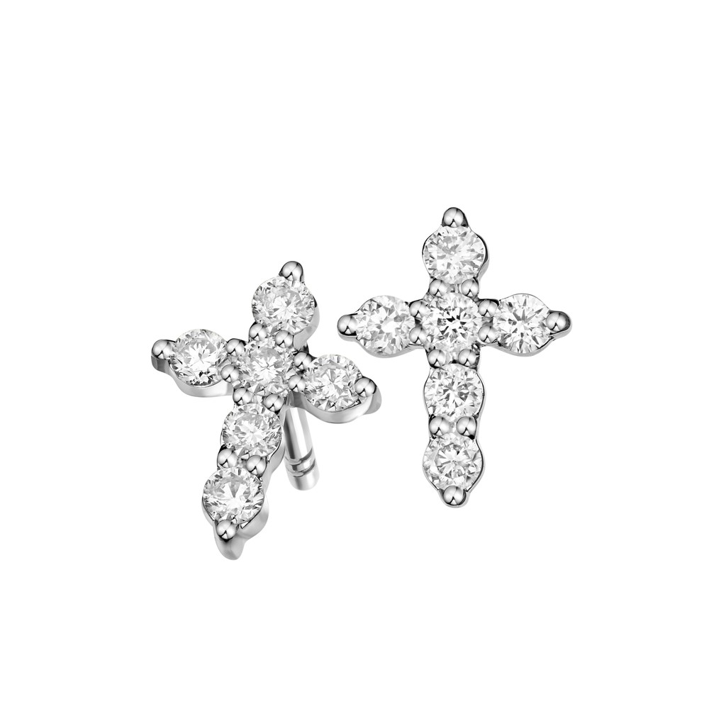 White gold sale cross earrings studs