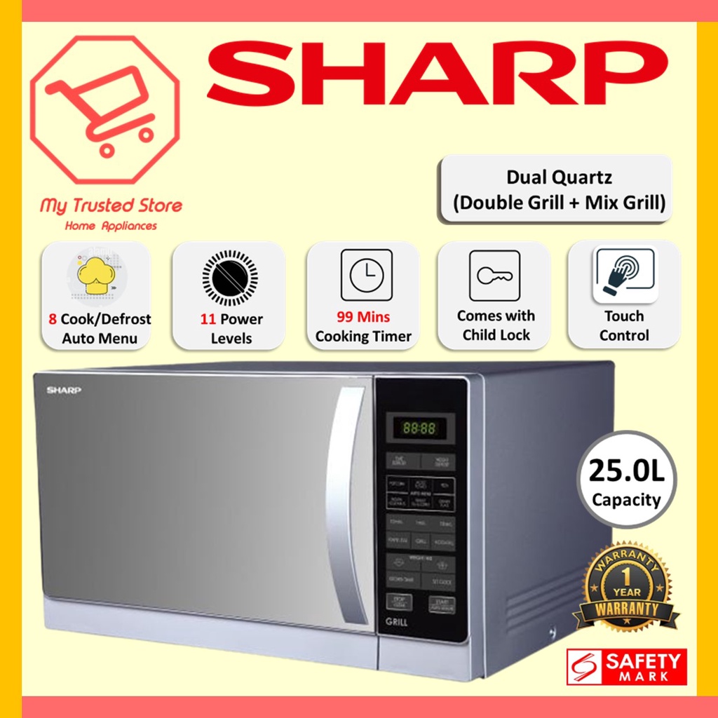 SHARP 25L Touch Control Microwave Oven with Grill R72A1(SM)V Shopee