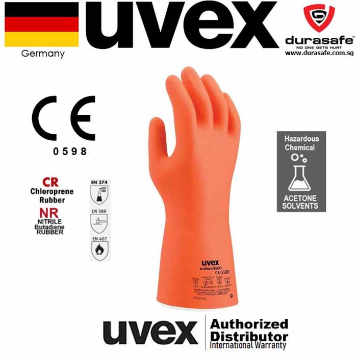 UVEX 60188 UChem 3500 Chemical protection glove Size 9,10 Protect