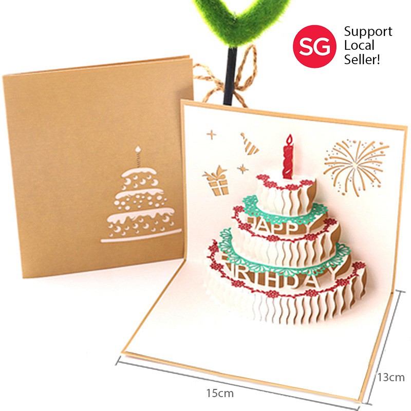 Happy Birthday 3D Pop up Greeting Cards with Envelope | Gold Color ...