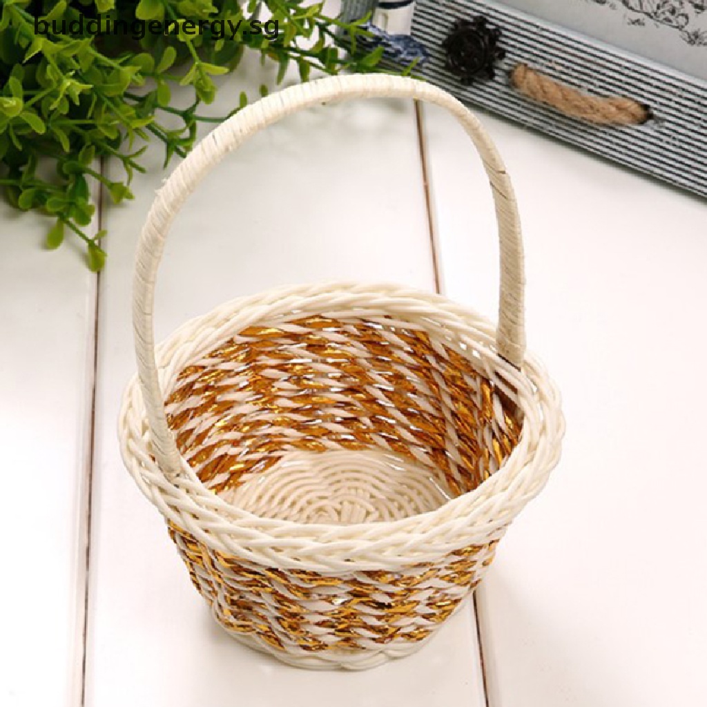 {BUDDI} 1pc Woven Flower Basket HandHeld Basket Wedding Party Decorative Basket {buddingenergy