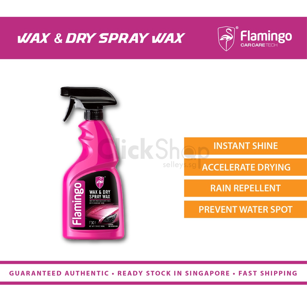 FLAMINGO WAX & DRY SPRAY WAX CAR INSTANT SHINE RAIN REPELLENT 500ML